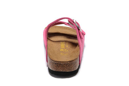 Birkenstock Arizona Rose Red Two Buckle Suede Leather Sandal