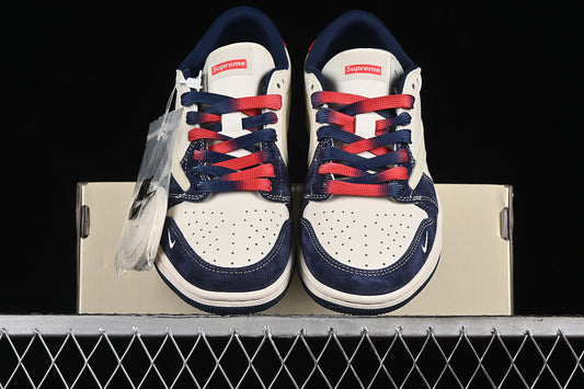 Travis Scott Fragment Design Nike Air Jordan 1 Low OG SP Red Blue White Sneakers