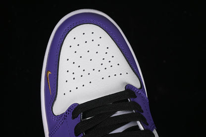 Nike Air Jordan 1 Low White Black Purple Gold Sneakers
