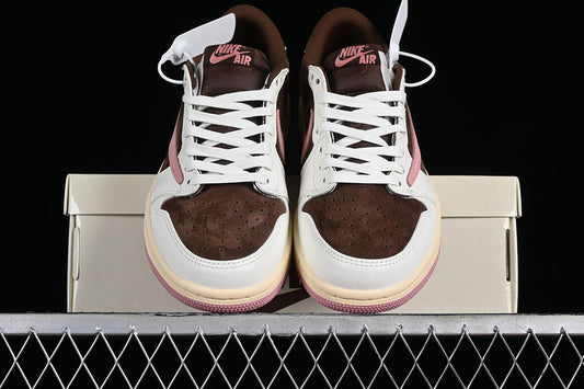 Travis Scott Nike Air Jordan 1 Low OG Dark Pony Pink Oxford Sneakers