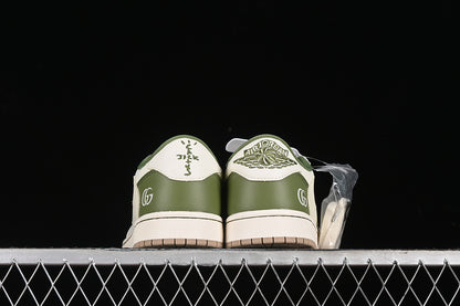 Nike Air Jordan 1 Low OG SP Off-White Travis Scott Fragment Design White Green Khaki Soles Sneakers