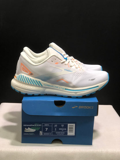 Brooks Adrenaline GTS 23 Shock-absorbing Wear-resistant Low-top Running Shoes Coconut Milk/Blue
