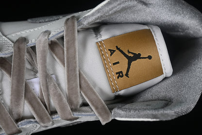 Nike Air Jordan 1 Mid SE GS Metallic Gold Grey White Sneakers