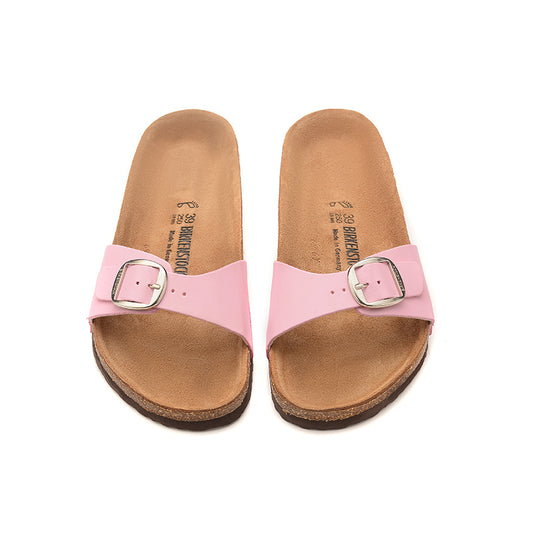 Birkenstock Single Button Light Pink Matte Leather Slippers