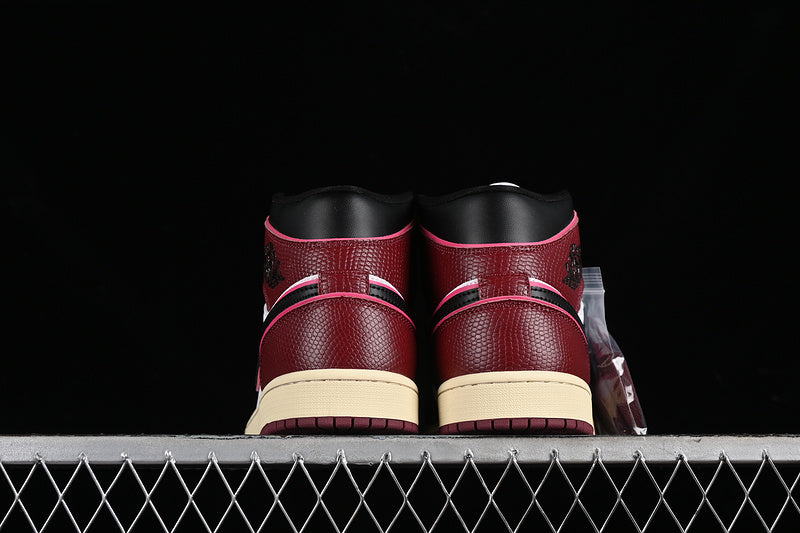 Nike Air Jordan 1 Mid Scarlet Bordeaux Black Sneakers
