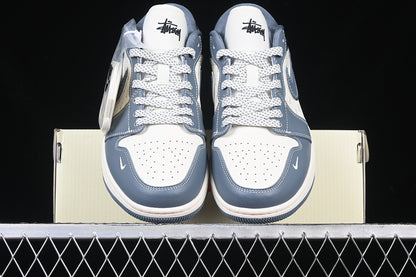 Nike Air Jordan 1 Low White Black Grey Blue Sneakers