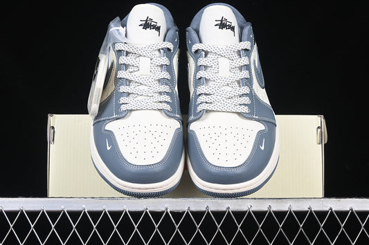 Nike Air Jordan 1 Low White Black Grey Blue Sneakers