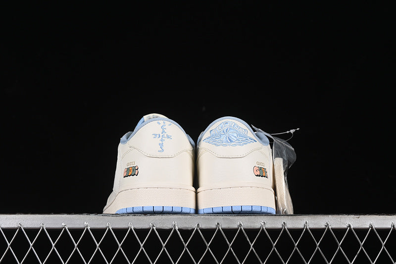 Nike Air Jordan 1 Low OG SP Off-White Travis Scott Fragment Design Light Blue Sole White Sneakers