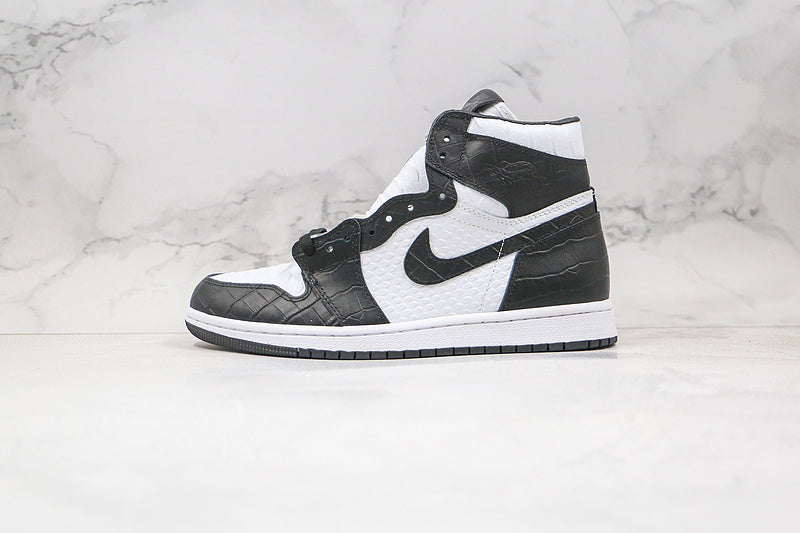 Nike Air Jordan 1 Retro Black White Crocodile Leather Sneakers