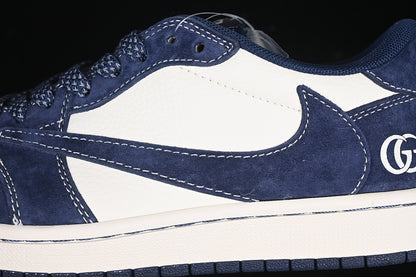Travis Scott Fragment Design Nike Air Jordan 1 Low Gucci OG SP White Blue Sneakers