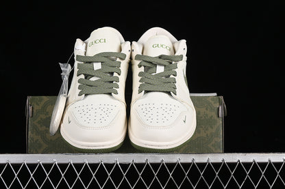 Nike Air Jordan 1 Low GUCCI Green Sole White Sneakers