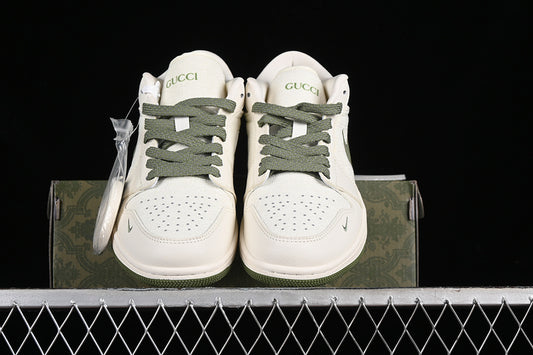 Nike Air Jordan 1 Low GUCCI Green Sole White Sneakers
