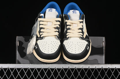 Nike Air Jordan 1 Low BAPE Travis Scott Fragment Design Blue Beige White Black Sneakers
