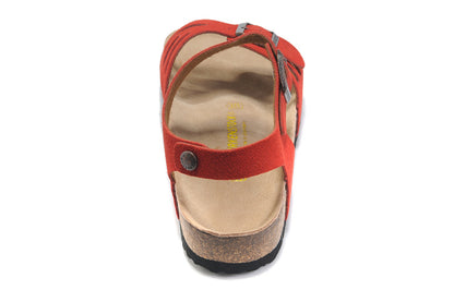 Birkenstock Single Button Red Butterfly Suede Leather Sandals