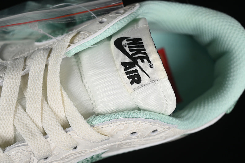 Nike Air Jordan 1 Low OG Grey White Green Snakeskin Grain Sneakers