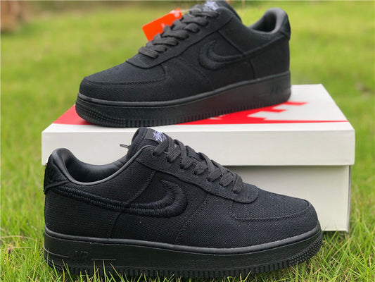 Nike Air Force 1 Low x Stussy 2020 Triple Black Sneakers