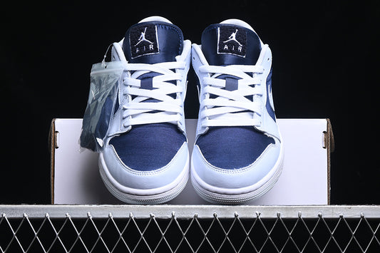 Nike Air Jordan 1 Low Football White Midnight Navy Sneakers