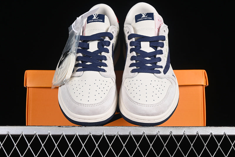 Nike Air Jordan 1 Low LV Travis Scott Fragment Design OG SP Navy Grey White Sneakers
