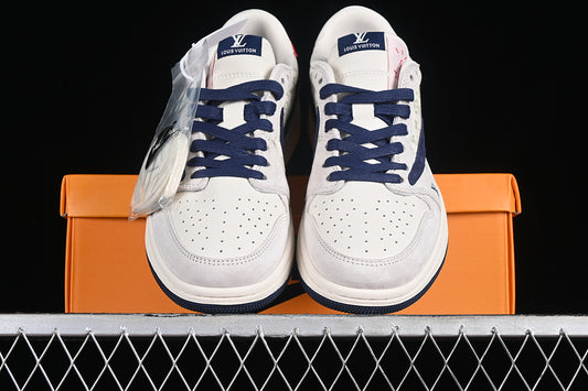 Nike Air Jordan 1 Low LV Travis Scott Fragment Design OG SP Navy Grey White Sneakers