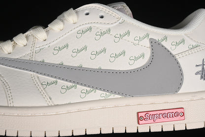 Nike Air Jordan 1 Low Supreme Travis Scott Fragment Design OG SP Light Gray Label White Sneakers