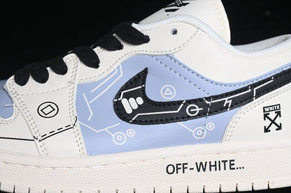 Nike Air Jordan 1 Low Black White Blue Sneakers
