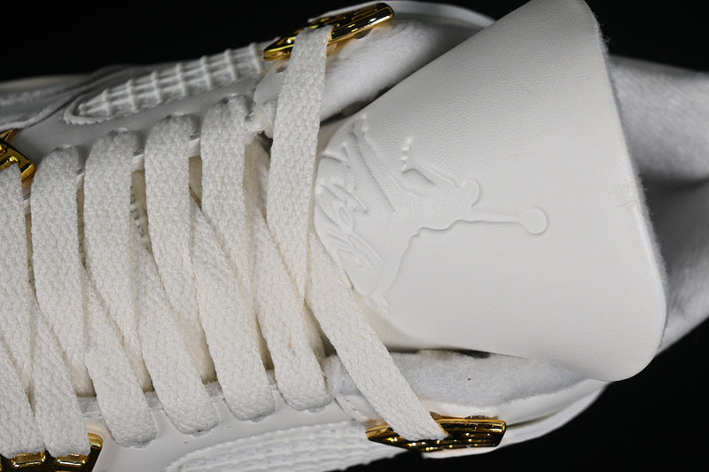 Nike Air Jordan 4 Retro MetallicE Gold Sail White Sneakers