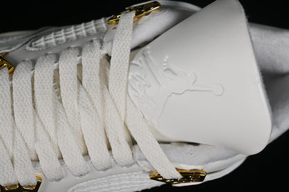 Nike Air Jordan 4 Retro MetallicE Gold Sail White Sneakers