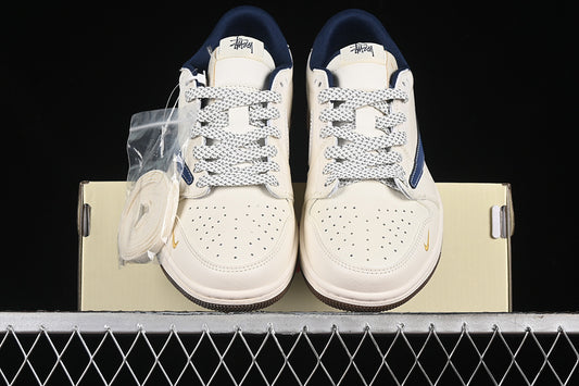 Travis Scott Fragment Design Nike Air Jordan 1 Low OG SP Blue White Dark Brown Sole Sneakers