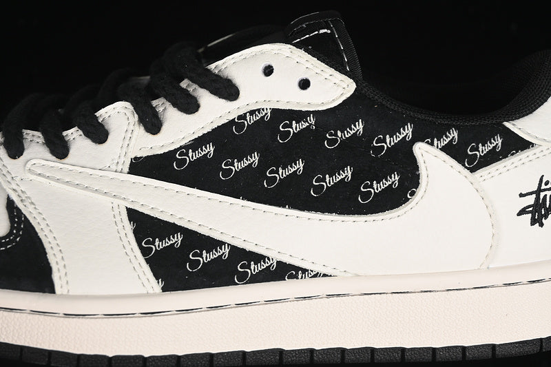 Travis Scott Fragment Design Nike Air Jordan 1 Low OG SP Black White Sneakers