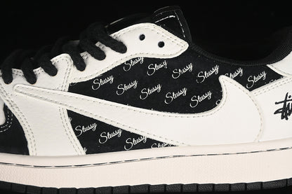 Travis Scott Fragment Design Nike Air Jordan 1 Low OG SP Black White Sneakers