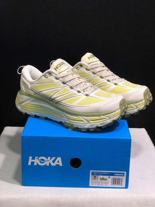 Hoka One One Mafate Speed 2 Mountain Anti-slip Running Shoes Sneakers Light Yellow