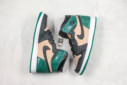 Nike Air Jordan 1 Retro High-Top Premium-Bio Beige/Anthracite-Mystic Green Sneakers