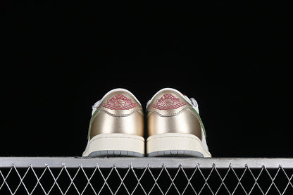 Nike Air Jordan 1 Low Year Of The Dragon Metallic Gold Grain Saturn Gold Cedar Sneakers