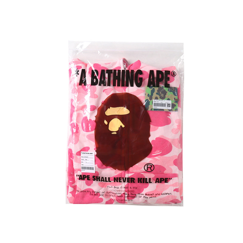 A Bathing Ape Shark Head Classic Fur Hoodie Pink