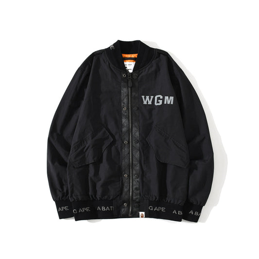 A Bathing Ape BAPE Shark Head Bump Camouflage Flight Jacket