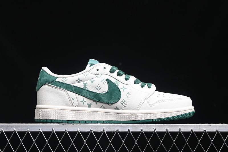 Travis Scott Fragment Design Nike Air Jordan 1 Low OG SP Green White Casual Sneakers