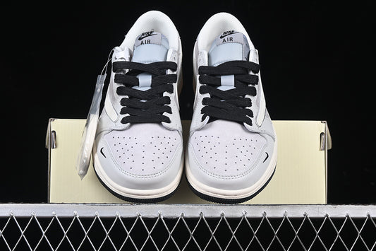 Travis Scott Fragment Design Nike Air Jordan 1 Low OG SP White Grey Black Sole Sneakers