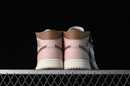 Nike Air Jordan 1 Mid Oxford Sail Archaeo Brown White Pink Sneakers