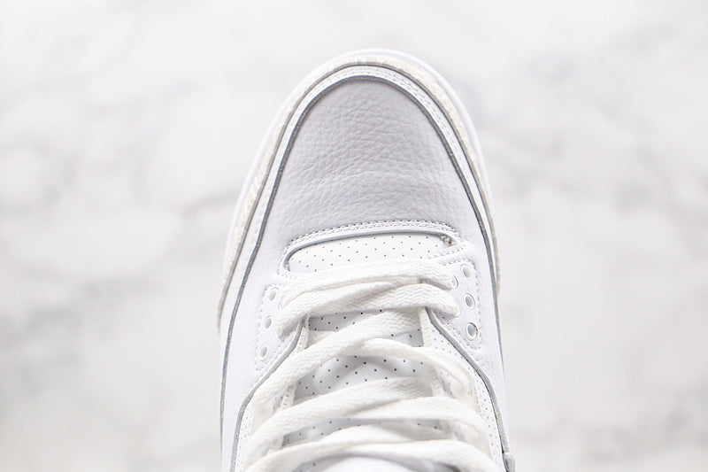 Nike Air Jordan 3 Retro Pure White Cement Transparent Sole Sneakers