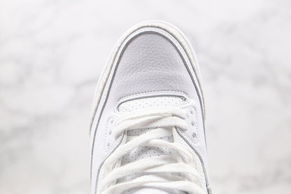 Nike Air Jordan 3 Retro Pure White Cement Transparent Sole Sneakers