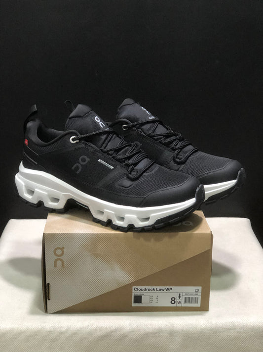 On Running Cloudrock Low WP Hiking Outdoor Shoes Black/White