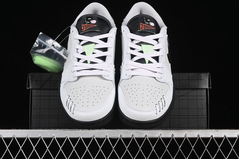 Nike Air Jordan 1 Low Method Of Make Black Sole White Grey Sneakers