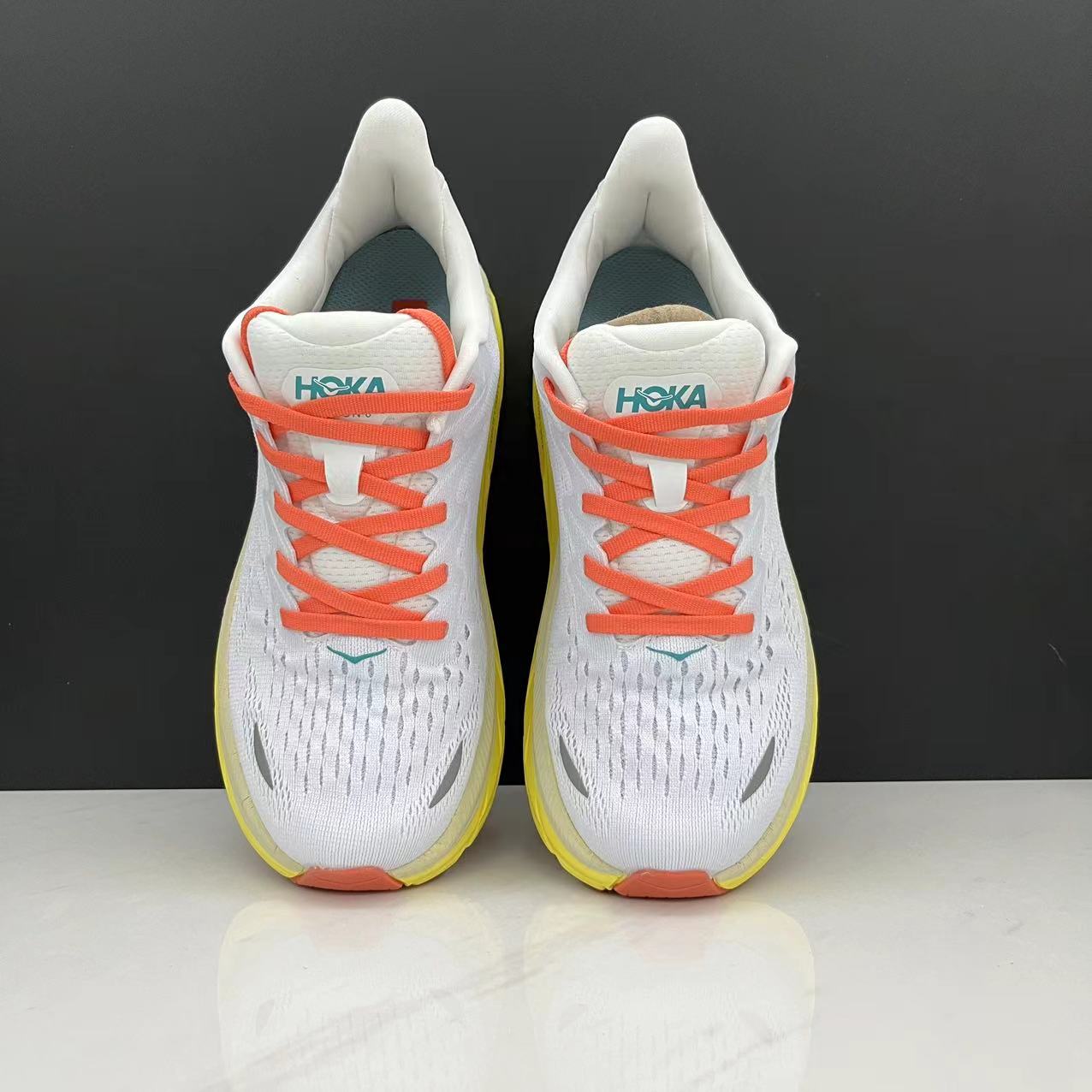 Hoka One One Clifton 8 Fashion Shoes Shock-absorbing Sneakers White/Yellow