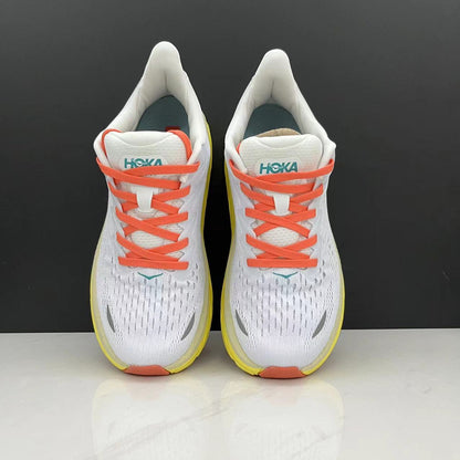 Hoka One One Clifton 8 Fashion Shoes Shock-absorbing Sneakers White/Yellow