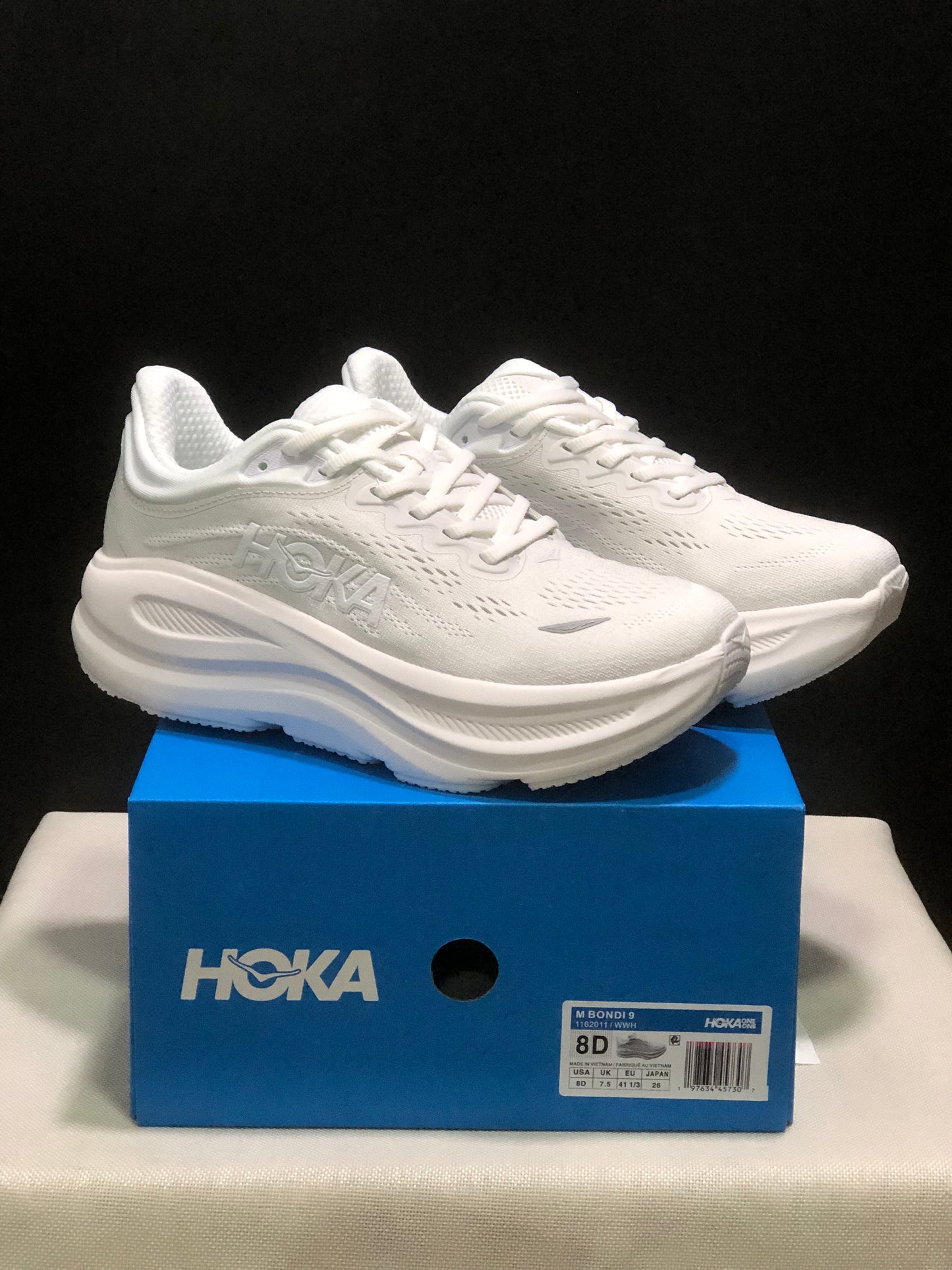 Hoka One One Bondi 9 Comfortable Low-top Running Shoes Sneakers White