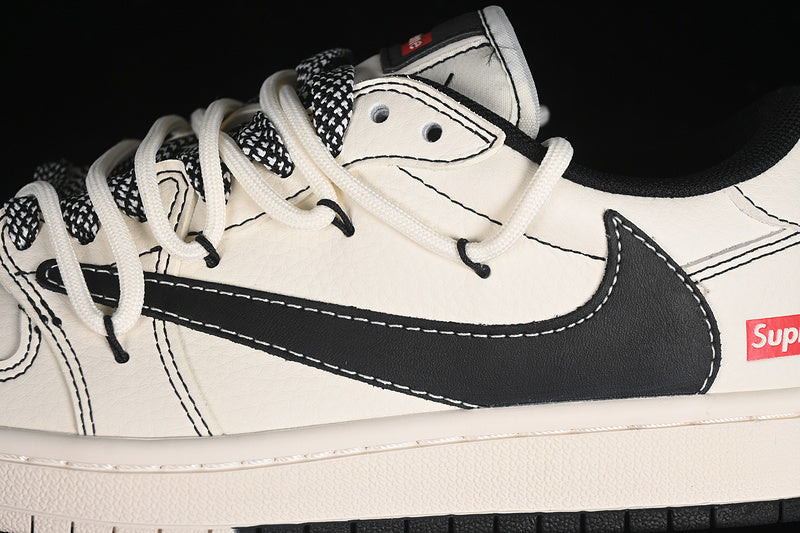 Travis Scott Fragment Design Nike Air Jordan 1 Low Supreme OG SP Black White Sneakers
