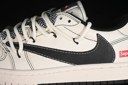 Travis Scott Fragment Design Nike Air Jordan 1 Low Supreme OG SP Black White Sneakers