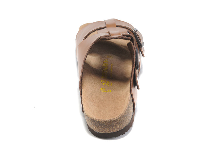 Birkenstock Two-Button Brown Matte Leather Individuality Slippers