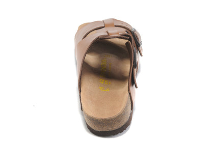 Birkenstock Two-Button Brown Matte Leather Individuality Slippers
