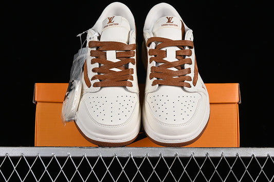 Nike Air Jordan 1 Low Travis Scott Fragment Design LV Brown White Sneakers